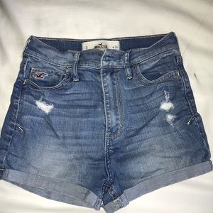 High rise denim shorts